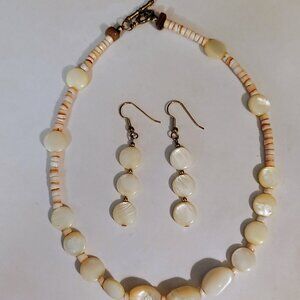 Mother of Pearl Choker/Earrings Set